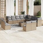 vidaXL Salon de jardin avec coussins 14 Pièces beige résine tressée