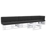 vidaXL Salon de jardin palette 4 Pièces et coussins pin imprégné de blanc