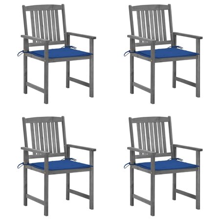 vidaXL Chaises de jardin avec coussins 4 Pièces Gris Bois d'acacia massif