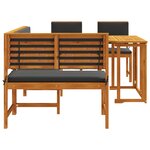 Ensemble de jardin 4 pièces en bois d'acacia avec coussins