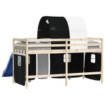vidaXL Rideaux pour lit mezzanine avec tunnel blanc et noir polyester