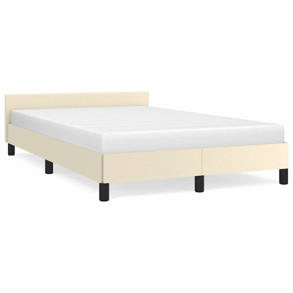 vidaXL Cadre de lit avec tête de lit sans matelas crème 120x200 cm