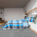 vidaXL Ensemble de housse de couette Bleu et gris 220x240 cm Coton