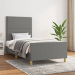 vidaXL Cadre de lit avec tête de lit Gris foncé 100x200 cm Tissu