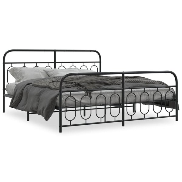 vidaXL Cadre de lit métal sans matelas avec pied de lit noir 180x200cm