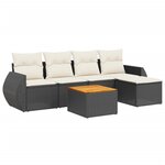 vidaXL Salon de jardin 6 Pièces avec coussins noir résine tressée