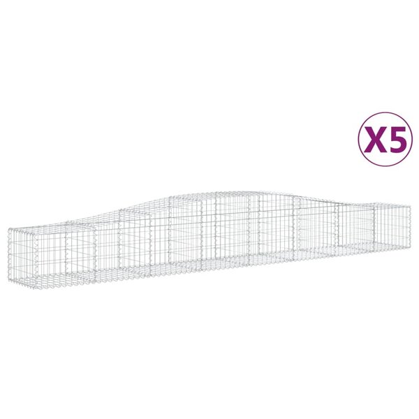 vidaXL Paniers à gabions arqués 5 Pièces 400x50x40/60 cm Fer galvanisé