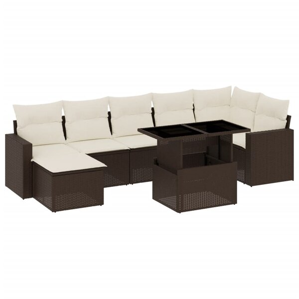 vidaXL Salon de jardin 8 Pièces avec coussins marron résine tressée