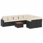 vidaXL Salon de jardin 10 Pièces avec coussins noir résine tressée