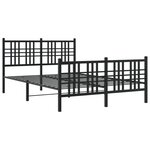 vidaXL Cadre de lit métal avec tête de lit/pied de lit noir 137x190 cm