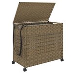 vidaXL Panier à linge avec roulettes 66x35x60 cm résine tressée