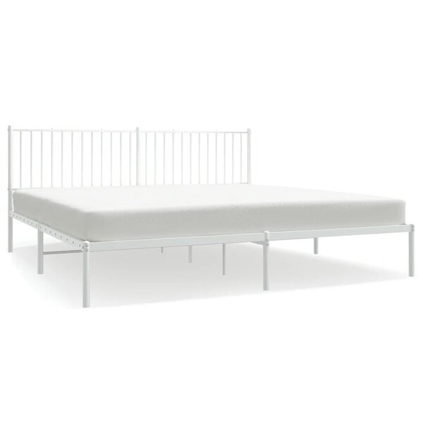 vidaXL Cadre de lit métal avec tête de lit blanc 200x200 cm