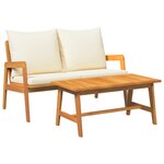 vidaXL Ensemble Bistro 2 pièces avec coussins en bois massif d'acacia