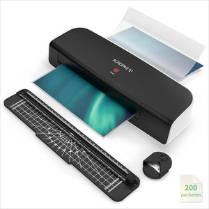 ACROPAQ Plastifieuse A4 A5 A6 etc Avec 200 pochettes de plastification Arrondisseur de coins et Coupe-papier- 400 mm/min