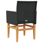 vidaXL Chaises de jardin coussins lot de 2 noir résine tressée et bois