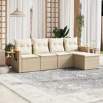 vidaXL Salon de jardin avec coussins 5 Pièces beige résine tressée