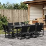 vidaXL Ensemble à manger de jardin 11 Pièces noir textilène