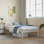 vidaXL Cadre de lit métal sans matelas avec tête de lit blanc 75x190cm