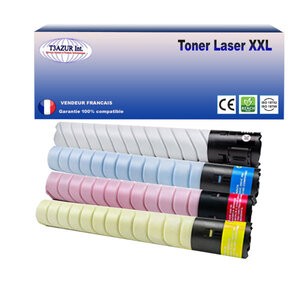 Lot de 4 toner compatibles avec ricoh aficio mpc3504 mpc3504asp mpc3504sp (noir+couleur) - t3azur