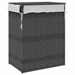 vidaXL Panier à linge avec couvercle gris 46x33x60 cm résine tressée