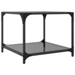 vidaXL Tables basses avec dessus en verre noir 2 Pièces 50x50x40 cm acier