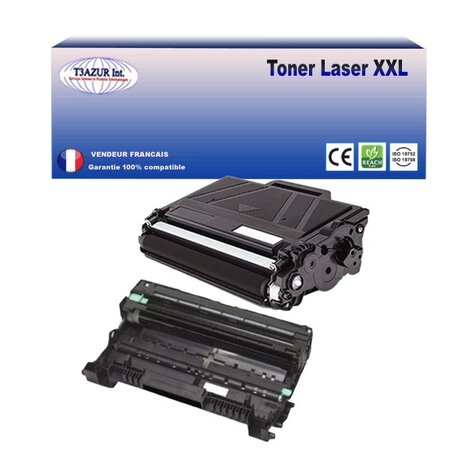 Tambour+Toner compatibles  avec Brother TN3480 DR3400 pour Brother HL-L6300DWT  HL-L6400DW  HL-L6400DWT  HL-L6400DWTSP - T3AZUR