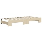vidaXL Lit de jour avec gigogne et tiroirs crème 80x200 cm tissu