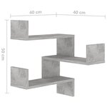 vidaXL Étagères murales d'angle 2 Pièces Gris béton Bois d’ingénierie