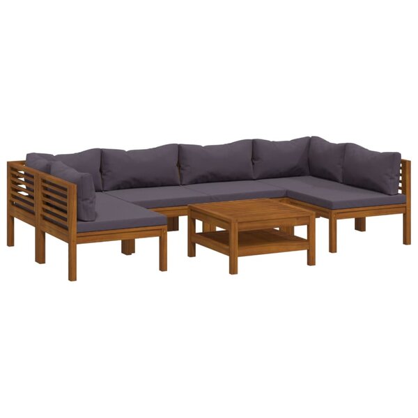 vidaXL Salon de jardin 7 Pièces avec coussin Bois d'acacia solide