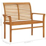 vidaXL Banc de jardin et coussin anthracite 112 cm Bois de teck massif