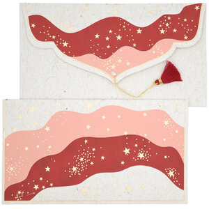 PAPERTREE STARDUST Lot de 5 Enveloppes cadeau 19x10cm Ivoire/Bordeaux