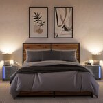 vidaXL Armoires de chevet et lumières LED 2 Pièces gris béton