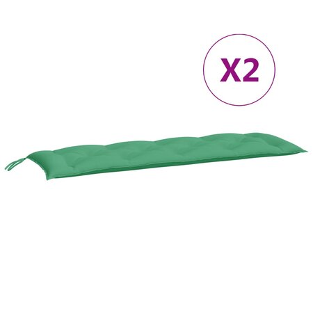 vidaXL Coussins de banc de jardin 2 Pièces vert 150x50x7 cm tissu Oxford