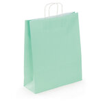 Sac kraft lisse vert d'eau à poignées torsadées raja 24 x 31 x 12 cm (lot de 50)