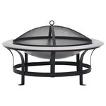 vidaXL Foyer extérieur avec gril en acier inoxydable 76 cm