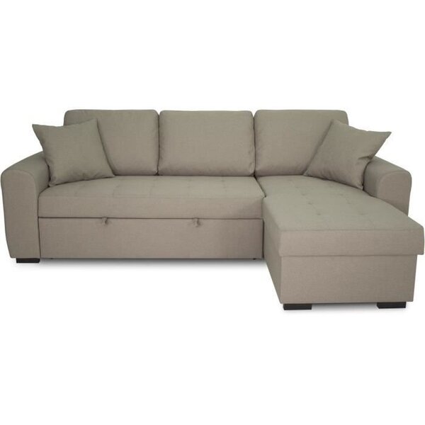 Canapé d'angle convertible réversible 4 places - Tissu beige - 244 x 151 x 90 - HAMILTON