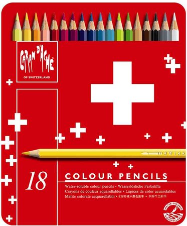 étui métal de 18 Crayons de couleur Swisscolor CARAN D'ACHE