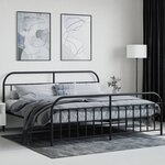 vidaXL Cadre de lit métal avec tête de lit/pied de lit noir 200x200 cm