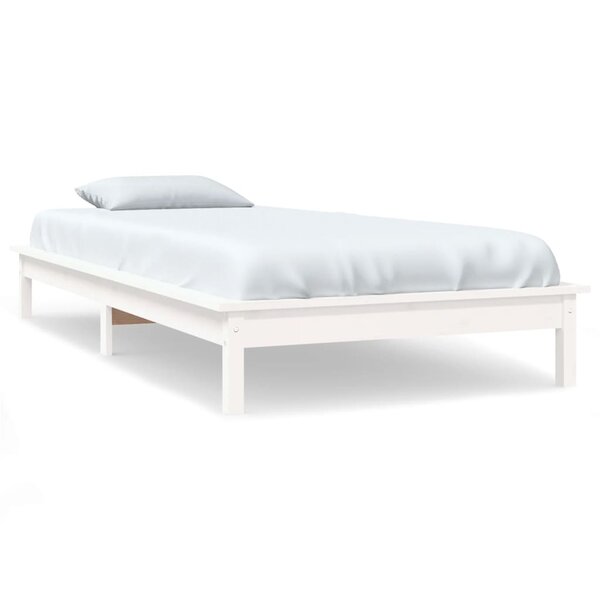 vidaXL Cadre de lit Blanc 90x200 cm Bois de pin massif