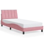 vidaXL Cadre de lit avec lumières LED rose 90x190 cm velours