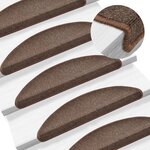 vidaXL Tapis d'escalier 15 Pièces Marron café 56 x 17 x 3 cm