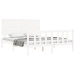 vidaXL Cadre de lit avec tête de lit blanc King Size bois massif