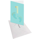 Carte D'anniversaire 1 An En Or - Bleu - A Message - Pour Bébé Garçon - Empreinte De Bébé - 11 5 X 17 Cm - Draeger paris