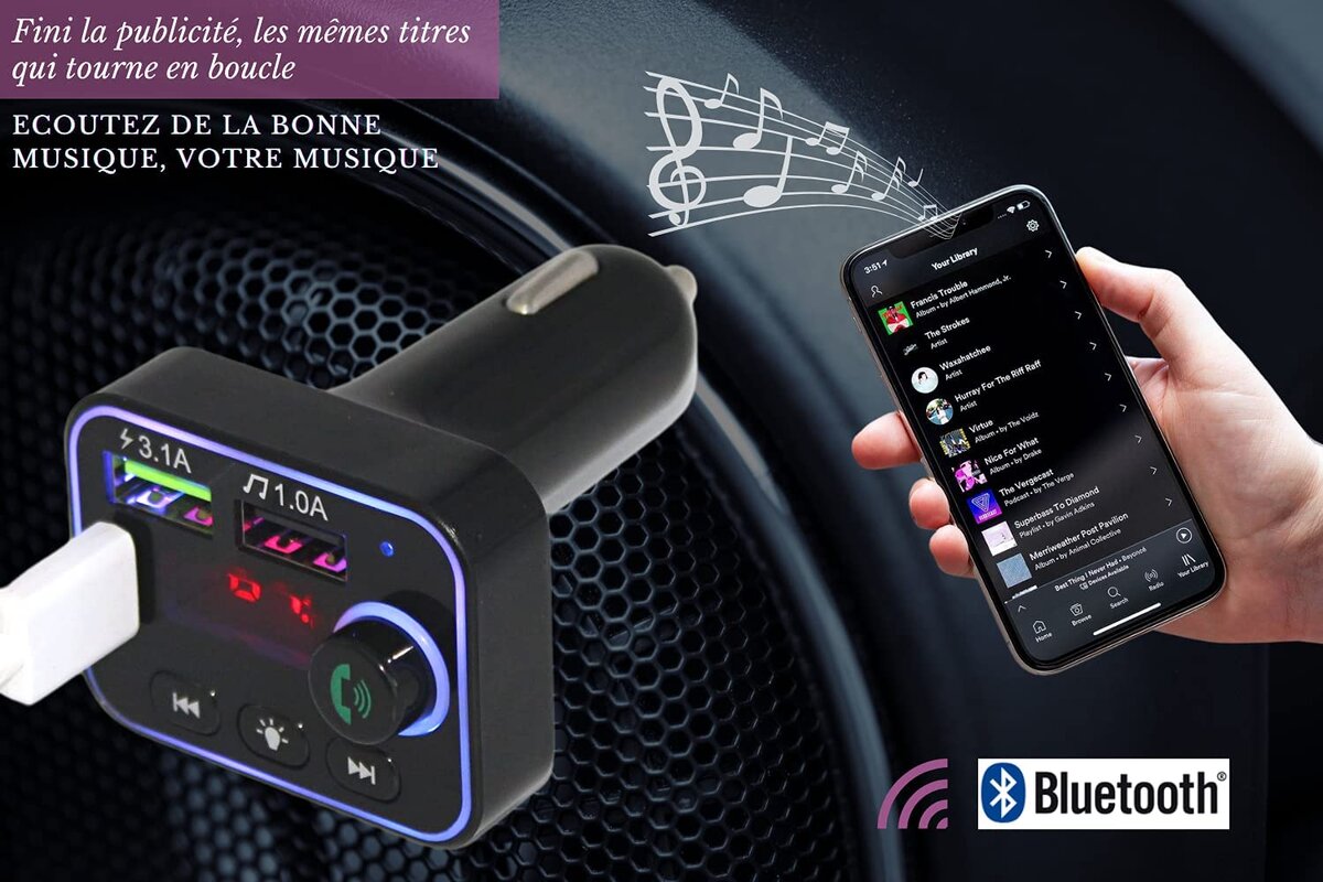 GOgroove Kit de Voiture Transmetteur FM Bluetooth Adaptateur Radio