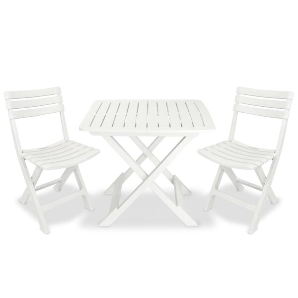 vidaXL Ensemble de bistro pliable 3 Pièces Plastique Blanc