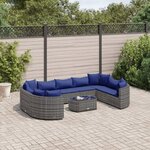 vidaXL Salon de jardin avec coussins 10 Pièces gris résine tressée