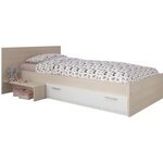 Lit enfant 90 x 190 cm - acacia et blanc tiroir