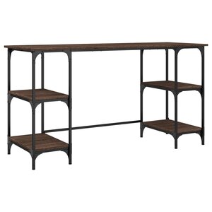 vidaXL Bureau chêne marron 140x50x75 cm métal et bois d'ingénierie