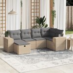 vidaXL Salon de jardin avec coussins 6Pièces mélange beige résine tressée