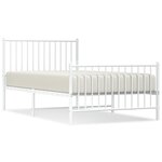vidaXL Cadre de lit métal avec tête de lit/pied de lit blanc 100x190cm